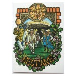 Beltane Card shows Morris Dancers in front on Standing Stones
