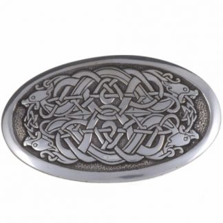 Serpent Oval Belt Buckle with 4 serpent's heads entwined in a celtic design