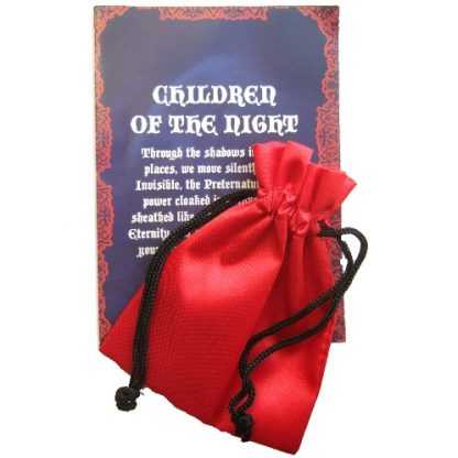 Children of the Night Packaging with red satin pouch and leaflet