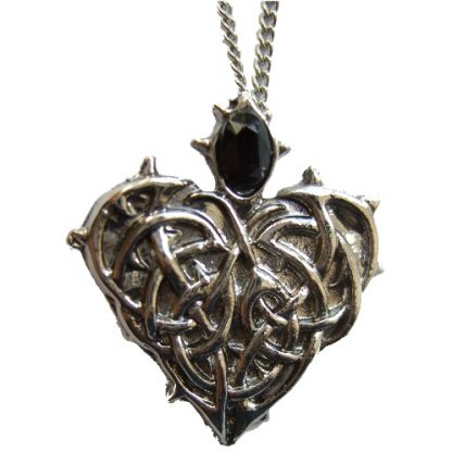 Barbed Heart Pendant has a faceted black stone at the top