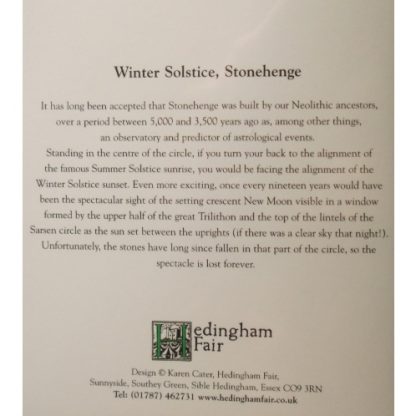 Stonehenge Winter Solstice Card back view
