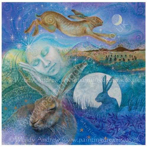 PAGAN WICCAN GREETING CARDS Syzygy STAG HARE CELTIC Goddess CATHERINE HYDE 