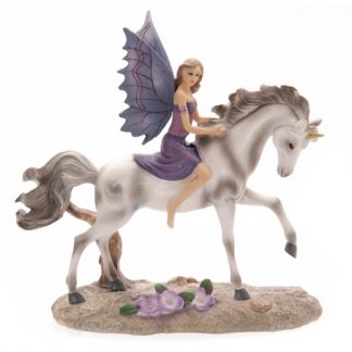 Amethyst Rider Fairy and Unicorn Figurine