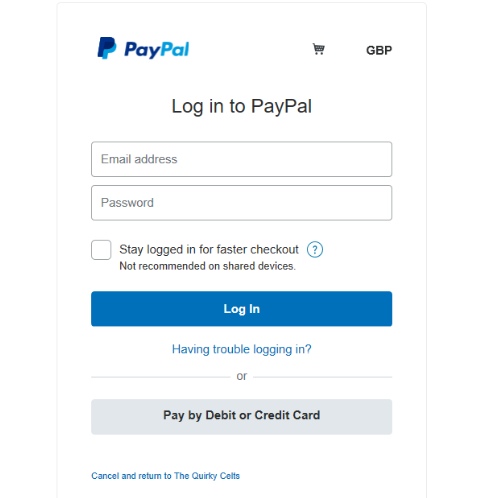 PayPal payment box