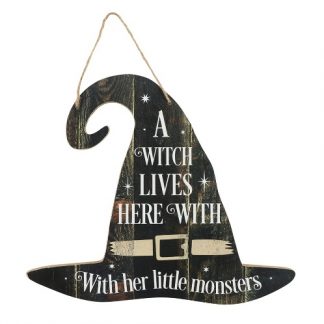 A Witch Lives Here Hanging Sign