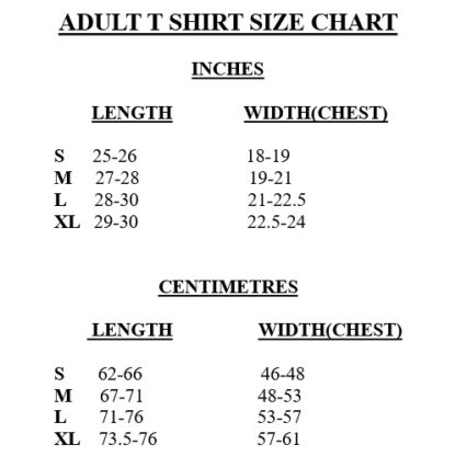 The Mountain Adult Size Chart