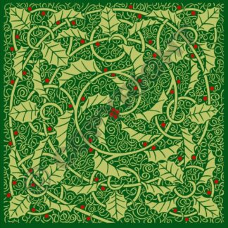 Green Holly Spiral Card