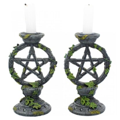 Wiccan Pentagram Candlesticks