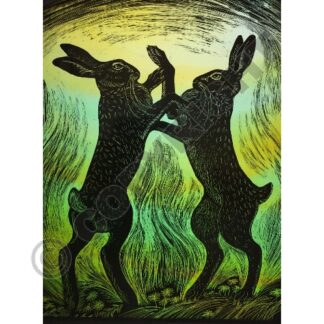 Spring Boxing Hares Card