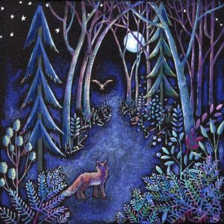 Fox in the Moonlit Wood Card
