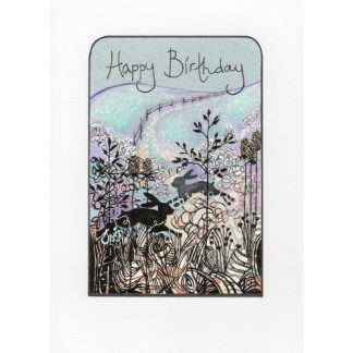 Leaping Hares Birthday Card