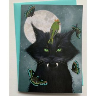 By the Light of the Moon Vampire Cat Card