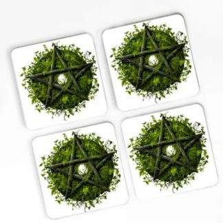 Green Pentagram Coaster Set