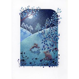 Hares in the Moonlight Card